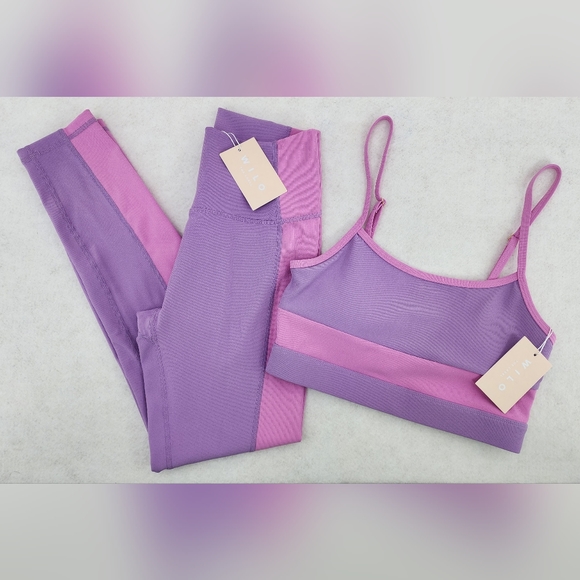 Wilo The Label Pants - Wilo The Label Pink and Purple Bra and  Leggings Set Women's Size Small